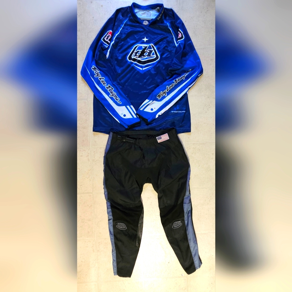 Troy Lee Designs GP Motocross Black Pants Adult 36 With Blue Jersey Shirt Combo